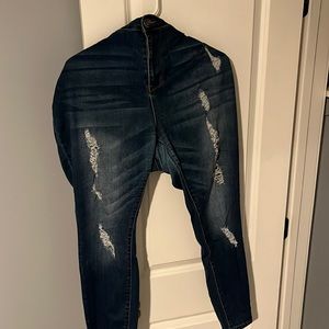 Dark distressed jeans